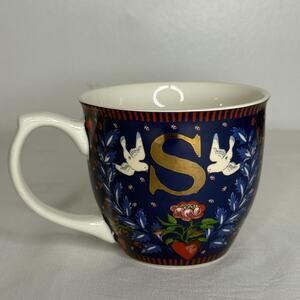 Cath Kidston Monogram S Mug Blue Birds Floral Heart Coffee Tea Cup London Gift